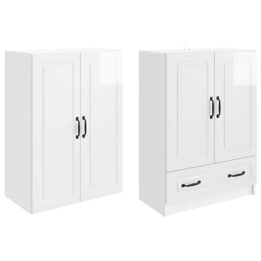 Ensemble de Meubles 2 pcs Blanc brillant Bois d'ingénierie - 4