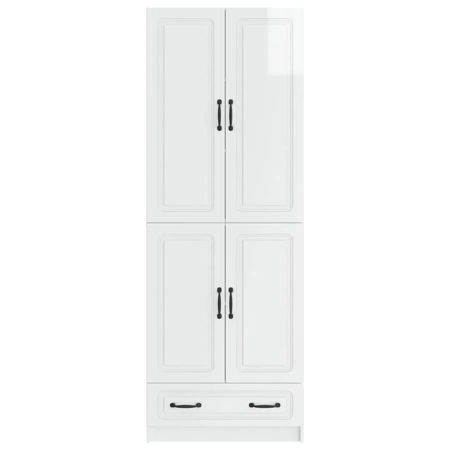 Ensemble de Meubles 2 pcs Blanc brillant Bois d'ingénierie - 5