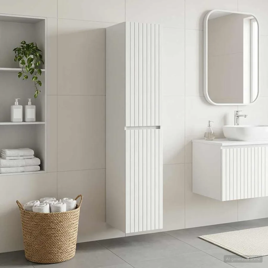 Cabinet de Salle de Bain Mural Blanc 33 x 34,5 x 160 cm