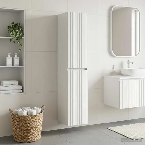 Cabinet de Salle de Bain Mural Blanc 33 x 34,5 x 160 cm