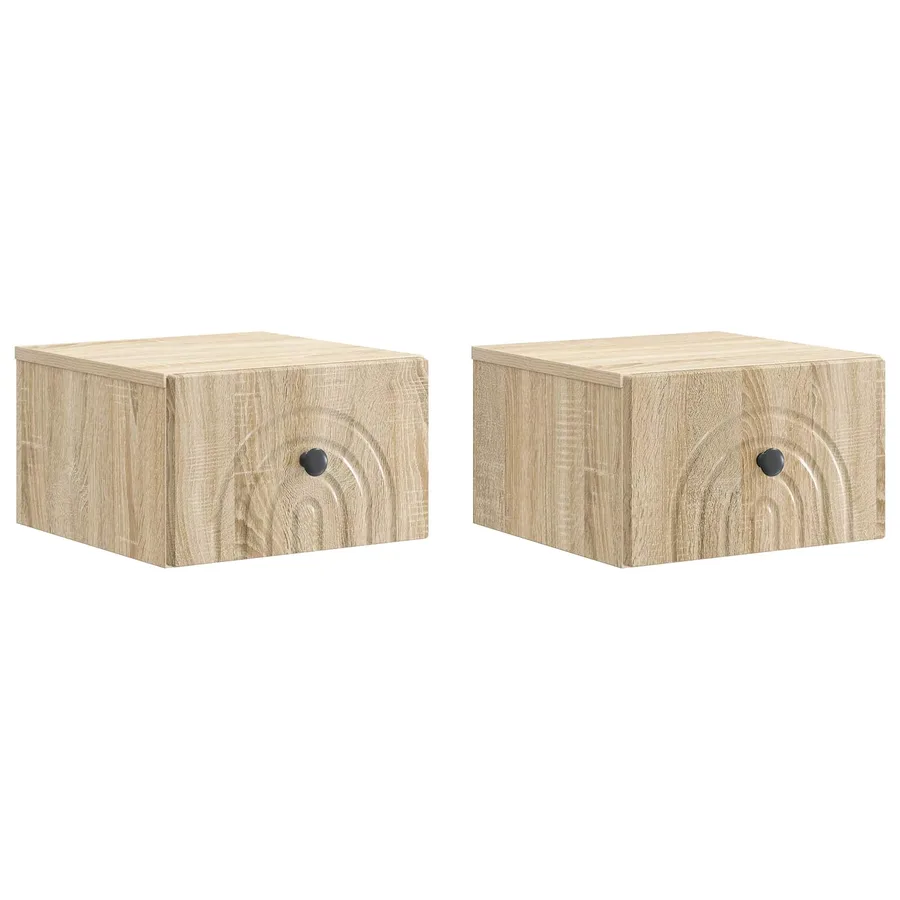 Cabinet de chevet mural 2 pcs Chêne Sonoma 33 x 34,5 x 20 cm - 2
