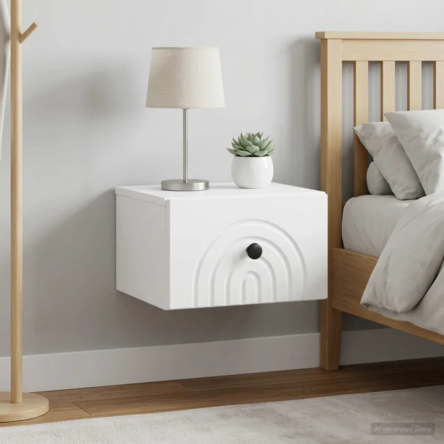 Cabinet de chevet mural 2 pcs Blanc 33 x 34,5 x 20 cm