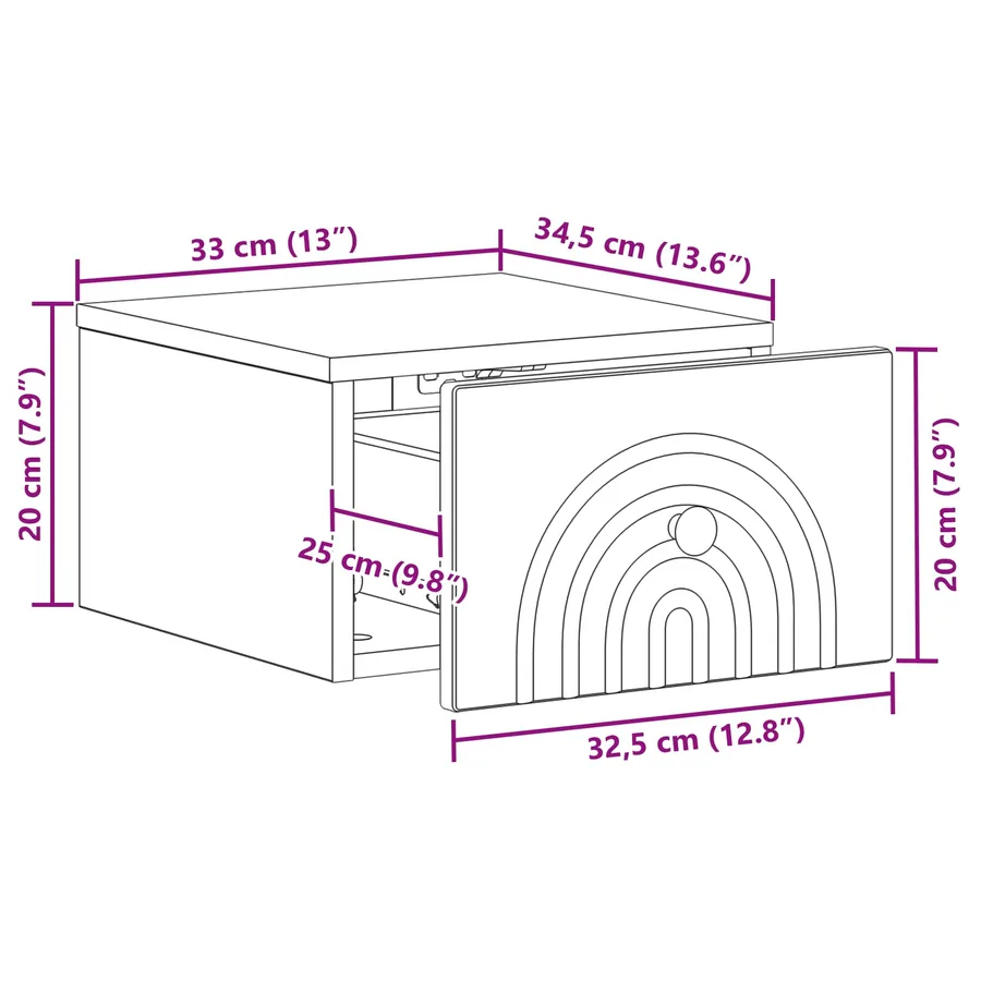 Cabinet de chevet mural 2 pcs Blanc 33 x 34,5 x 20 cm - 11