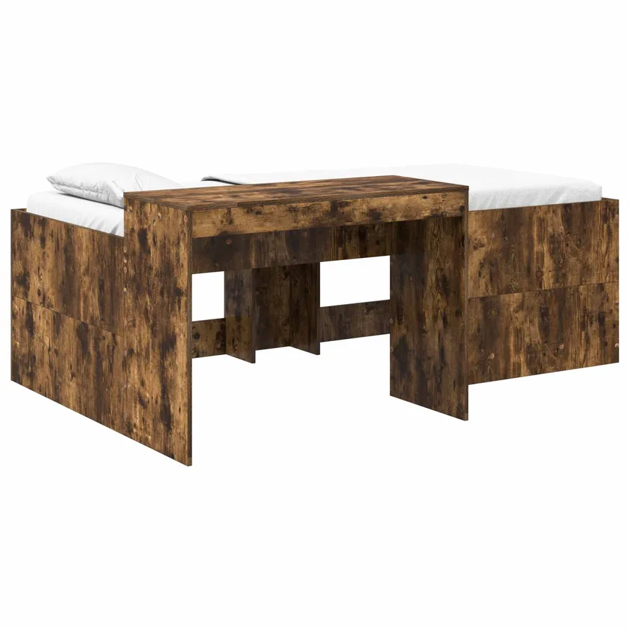 Lit haut pour enfants avec bureau Chêne fumé 75 x 190 cm - 2
