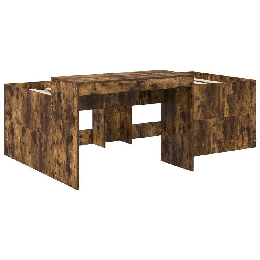 Lit haut pour enfants avec bureau Chêne fumé 75 x 190 cm - 3