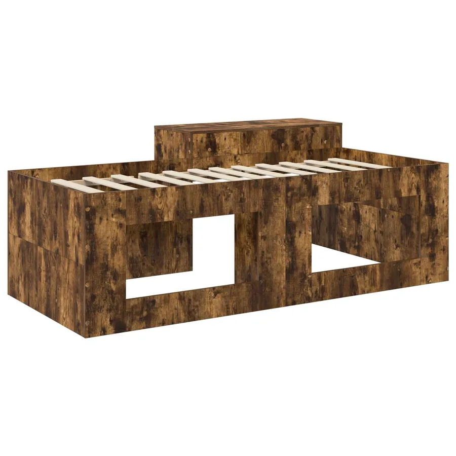 Lit haut pour enfants avec bureau Chêne fumé 75 x 190 cm - 5