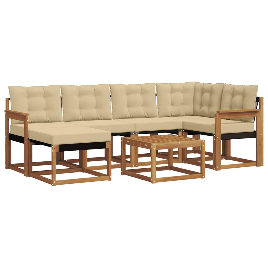 Ensemble de canapés d'extérieur 7 pcs Naturel et Beige - 2
