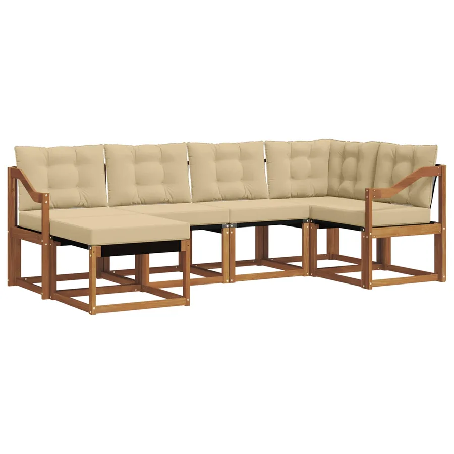 Ensemble de canapés d'extérieur 6 pcs Naturel et Beige - 2