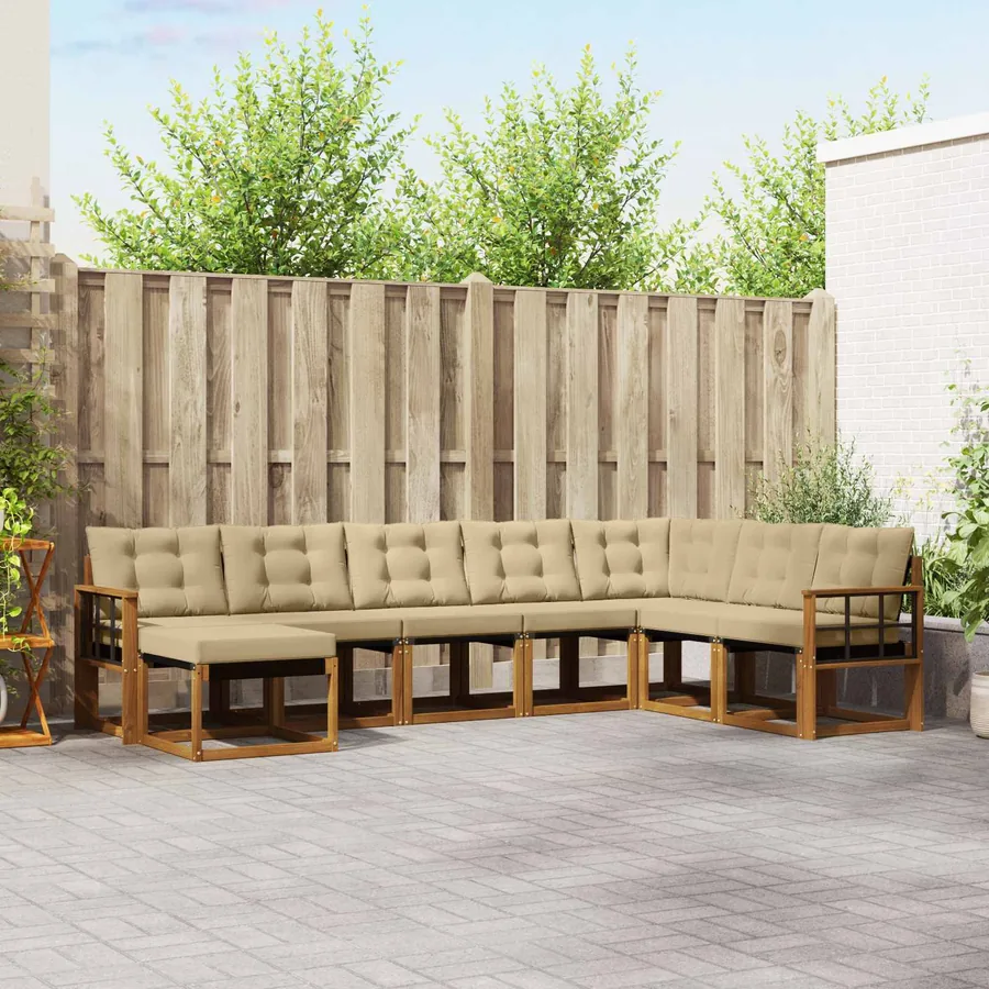 Ensemble de canapés d'extérieur 8 pcs Naturel et Beige