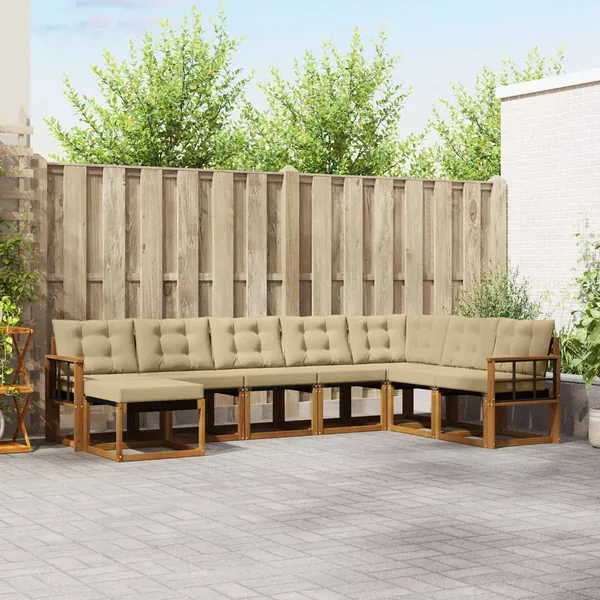 Ensemble de canapés d'extérieur 8 pcs Naturel et Beige