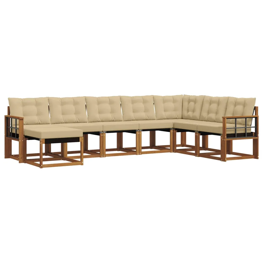 Ensemble de canapés d'extérieur 8 pcs Naturel et Beige - 2