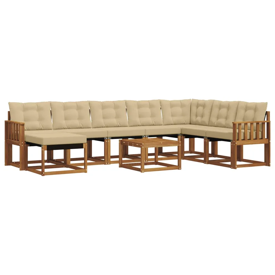 Ensemble de canapés d'extérieur 9 pcs Naturel et Beige - 2