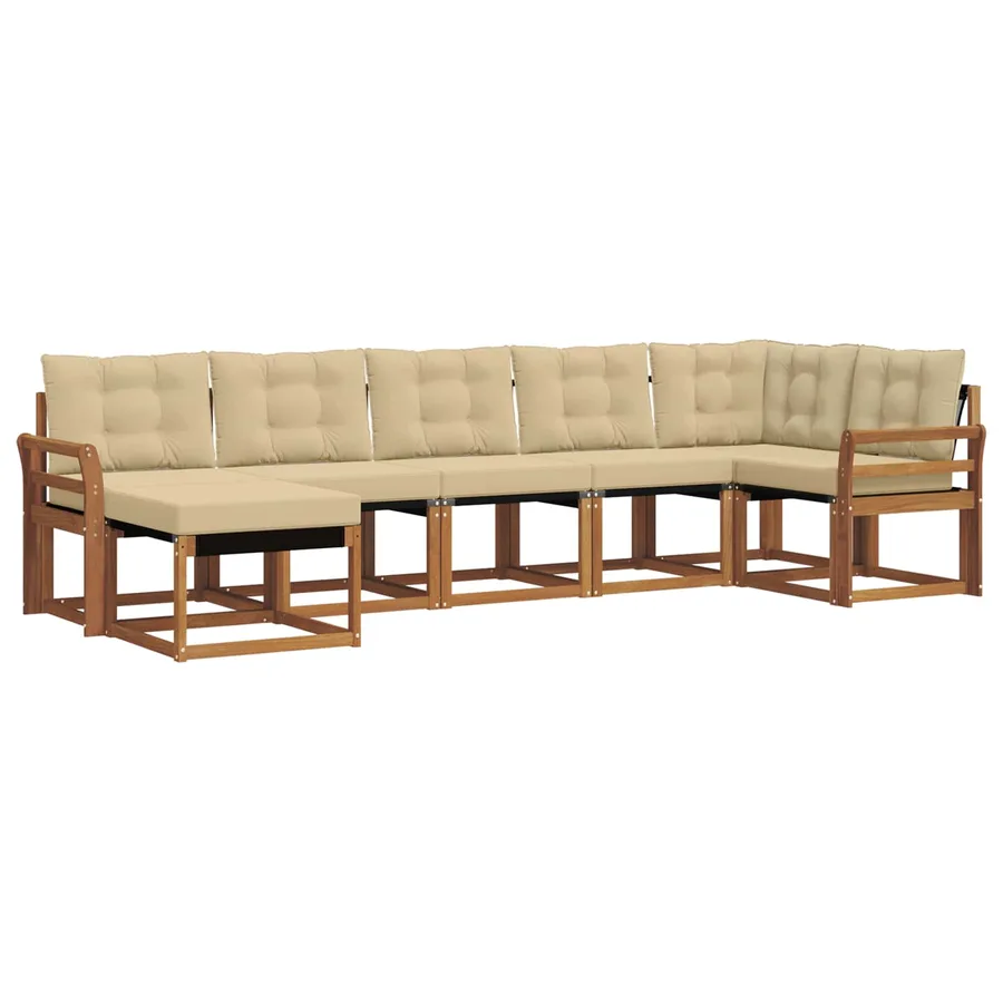 Ensemble de canapés d'extérieur 7 pcs Naturel et Beige - 2