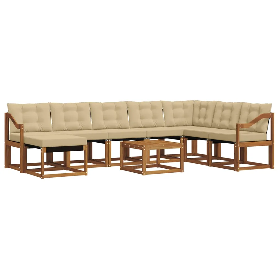 Ensemble de canapés d'extérieur 9 pcs Naturel et Beige - 2