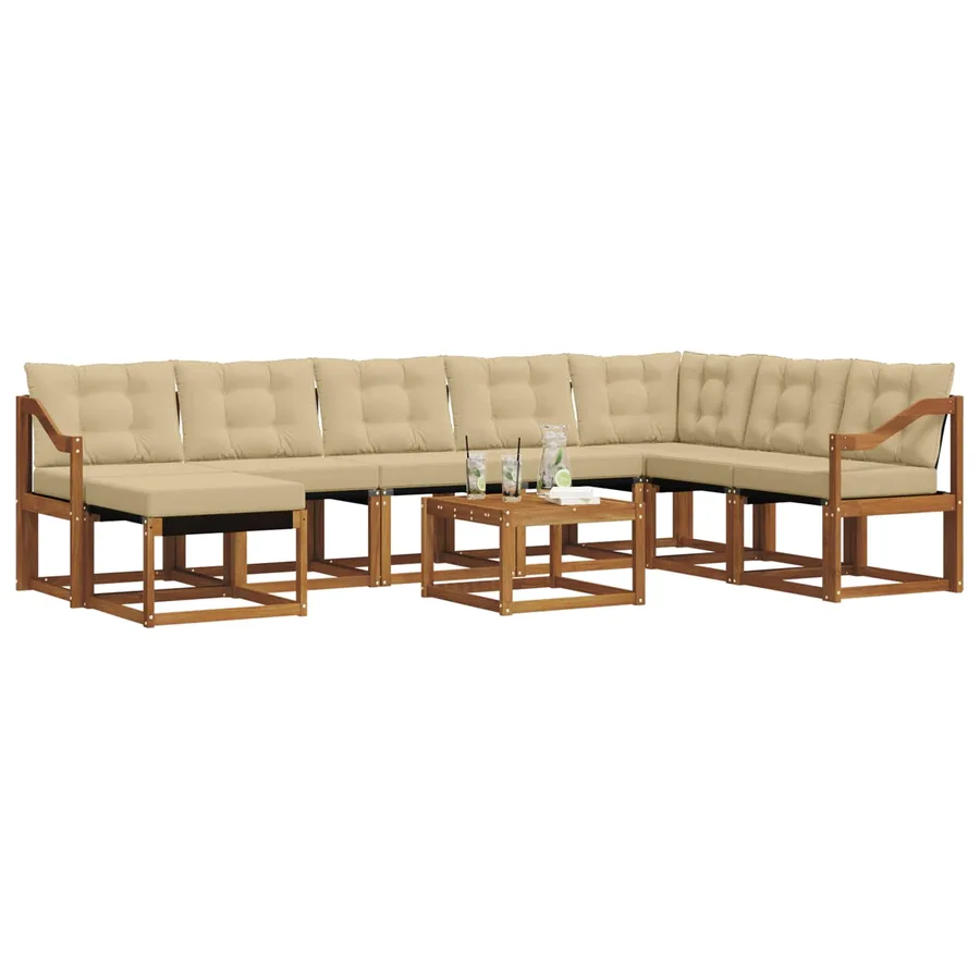 Ensemble de canapés d'extérieur 9 pcs Naturel et Beige - 3
