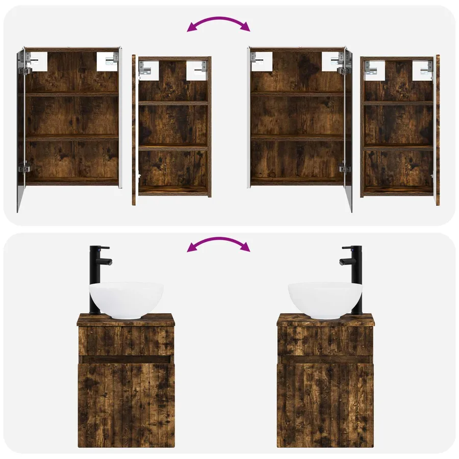 Ensemble d'armoire de salle de bain 5 pcs Chêne fumé - 14