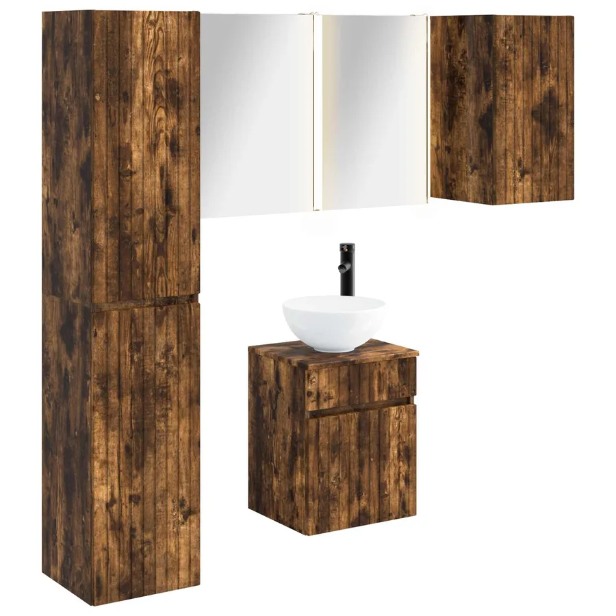 Ensemble d'armoire de salle de bain 5 pcs Chêne fumé - 2