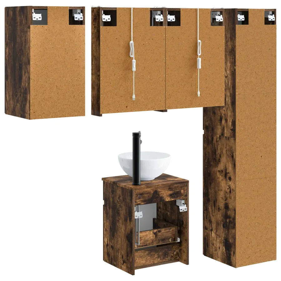 Ensemble d'armoire de salle de bain 5 pcs Chêne fumé - 9
