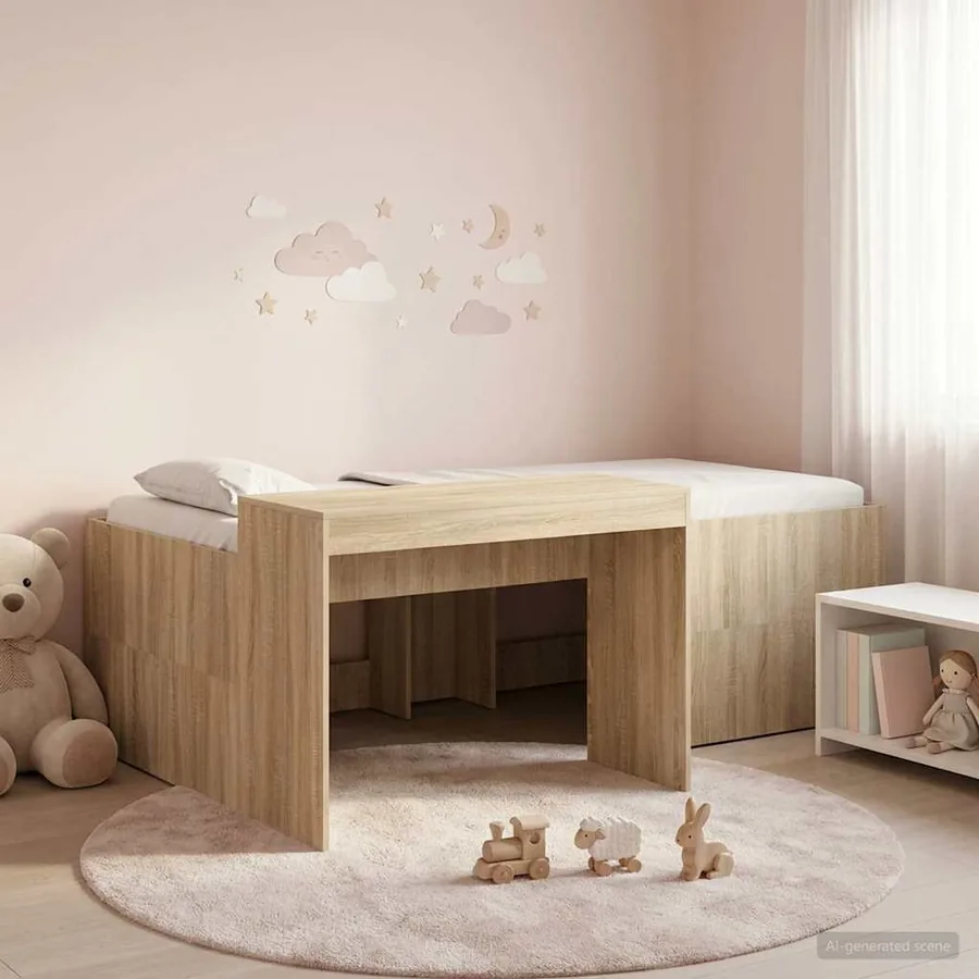 Lit haut pour enfants avec bureau Chêne Sonoma 75 x 190 cm