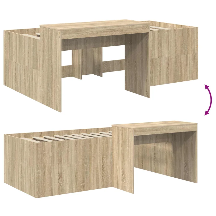 Lit haut pour enfants avec bureau Chêne Sonoma 75 x 190 cm - 8