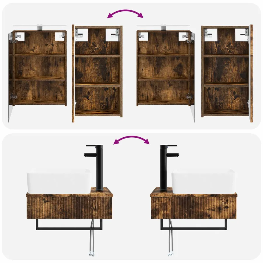 Ensemble de mobilier de salle de bain 5 pcs Chêne fumé - 14