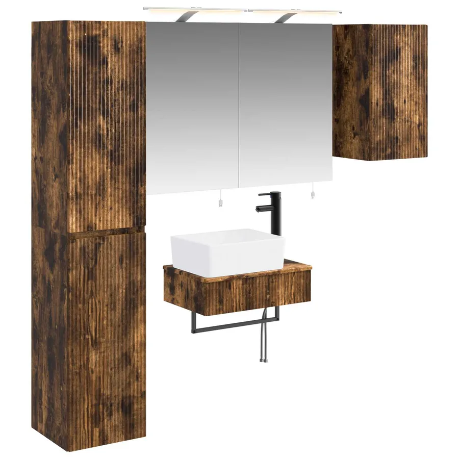 Ensemble de mobilier de salle de bain 5 pcs Chêne fumé - 2