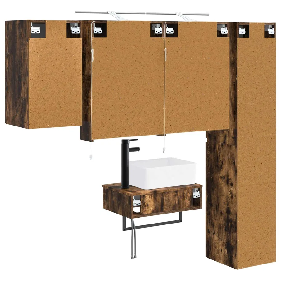 Ensemble de mobilier de salle de bain 5 pcs Chêne fumé - 9
