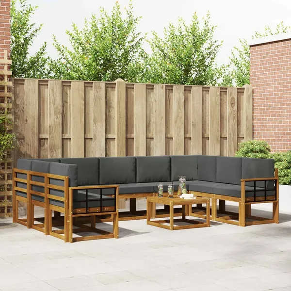 Ensemble de canapés d'extérieur 10 pcs Naturel et Anthracite