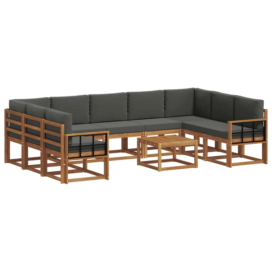 Ensemble de canapés d'extérieur 10 pcs Naturel et Anthracite - 2