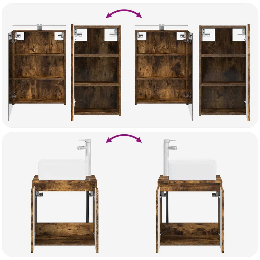 Ensemble d'armoire de salle de bain 5 pcs Chêne fumé - 14