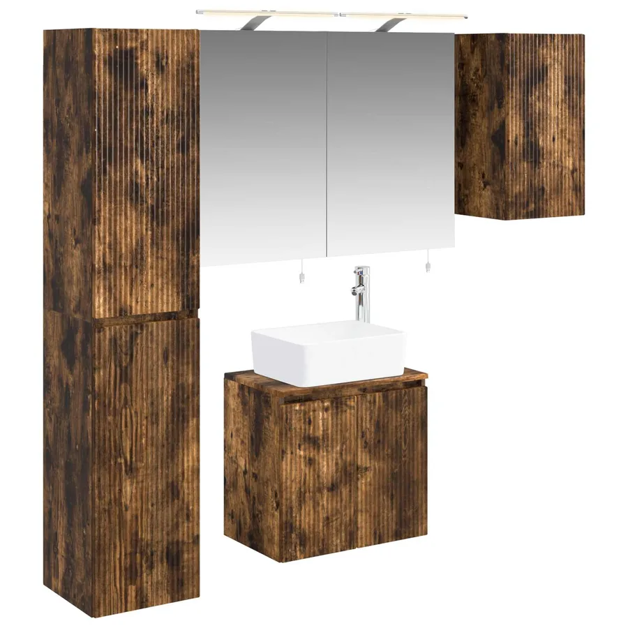 Ensemble d'armoire de salle de bain 5 pcs Chêne fumé - 2