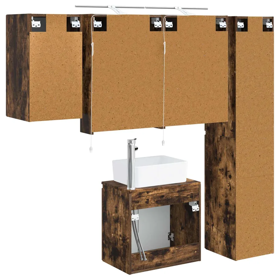 Ensemble d'armoire de salle de bain 5 pcs Chêne fumé - 9