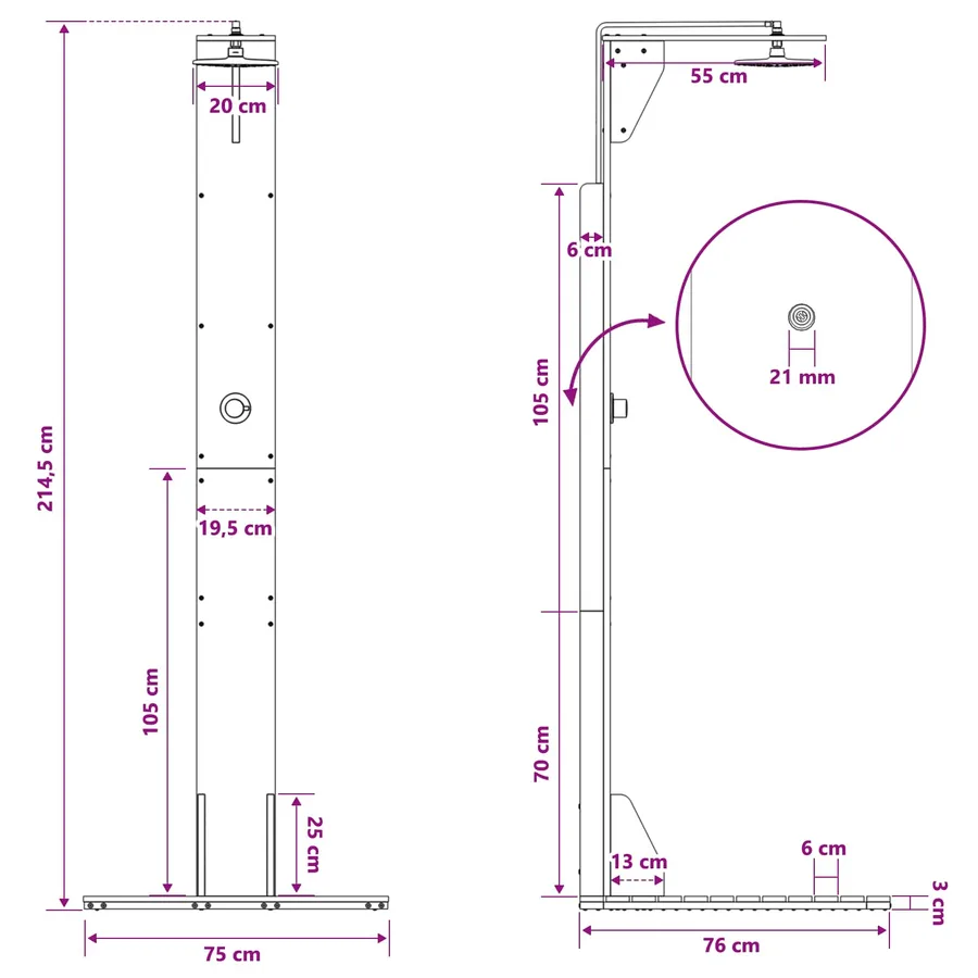 Douche d'extérieur 214,5 cm Blanc - 8