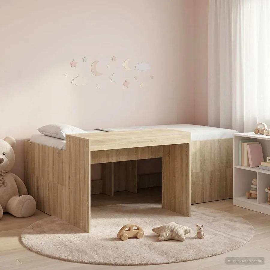 Lit haut pour enfants avec bureau Chêne Sonoma 80 x 200 cm