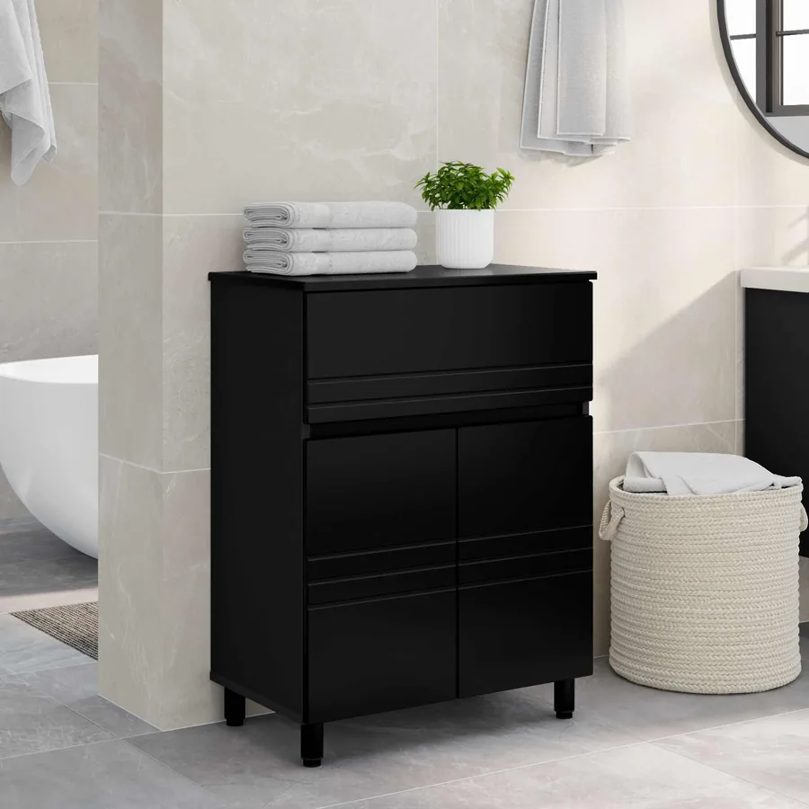 Unité de vanité de salle de bain Noir 60 x 35 x 80 cm