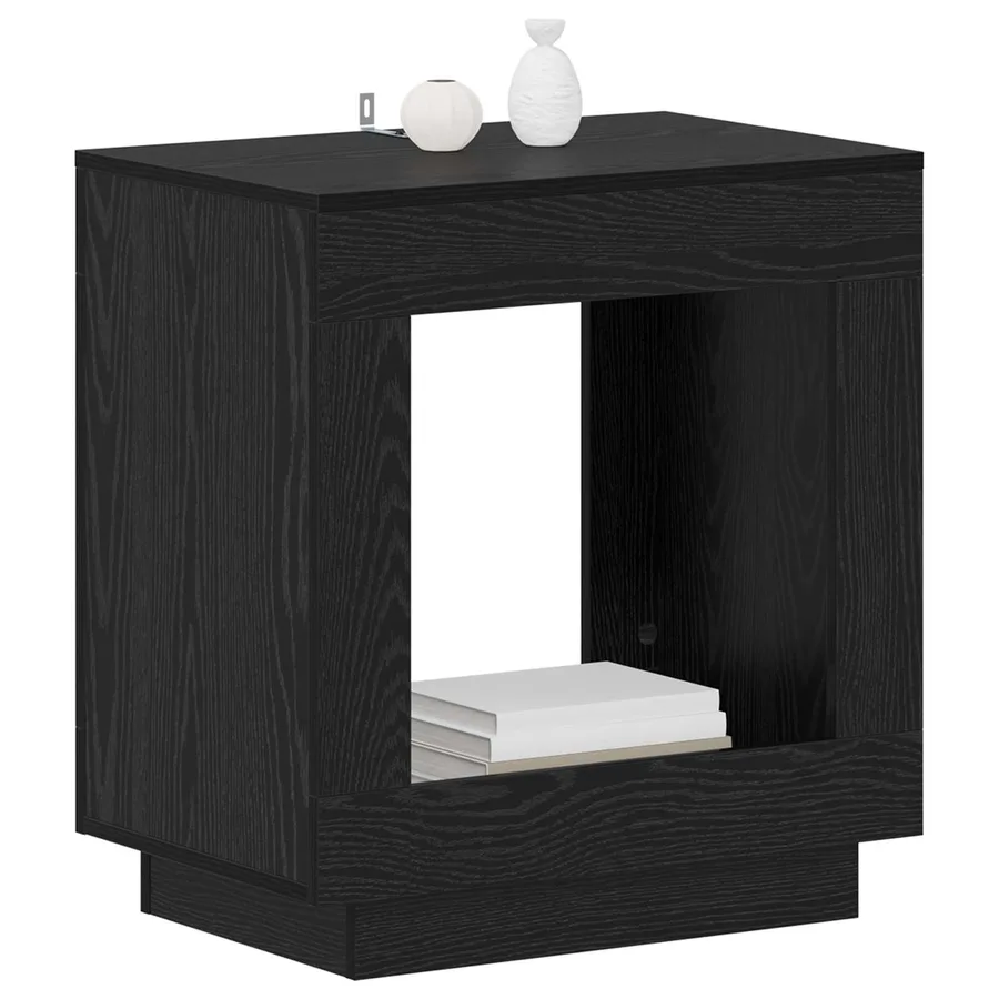 Table d'appoint Chêne noir 60 x 40 x 65 cm Bois d'ingénierie - 3