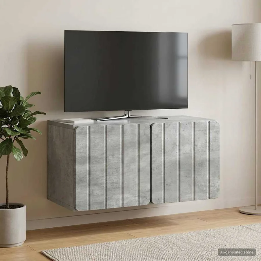 Meuble TV mural 59,5 x 31 x 30 cm Gris béton Bois d'ingénierie