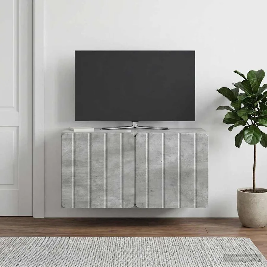 Meuble TV mural 59,5 x 31 x 30 cm Gris béton Bois d'ingénierie - 4