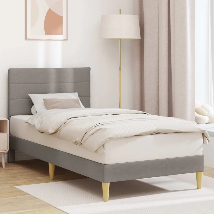 Cadre de lit avec tête de lit Taupe 90 x 200 cm Tissu