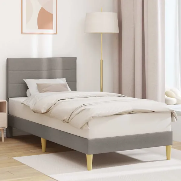 Cadre de lit avec tête de lit Taupe 90 x 200 cm Tissu