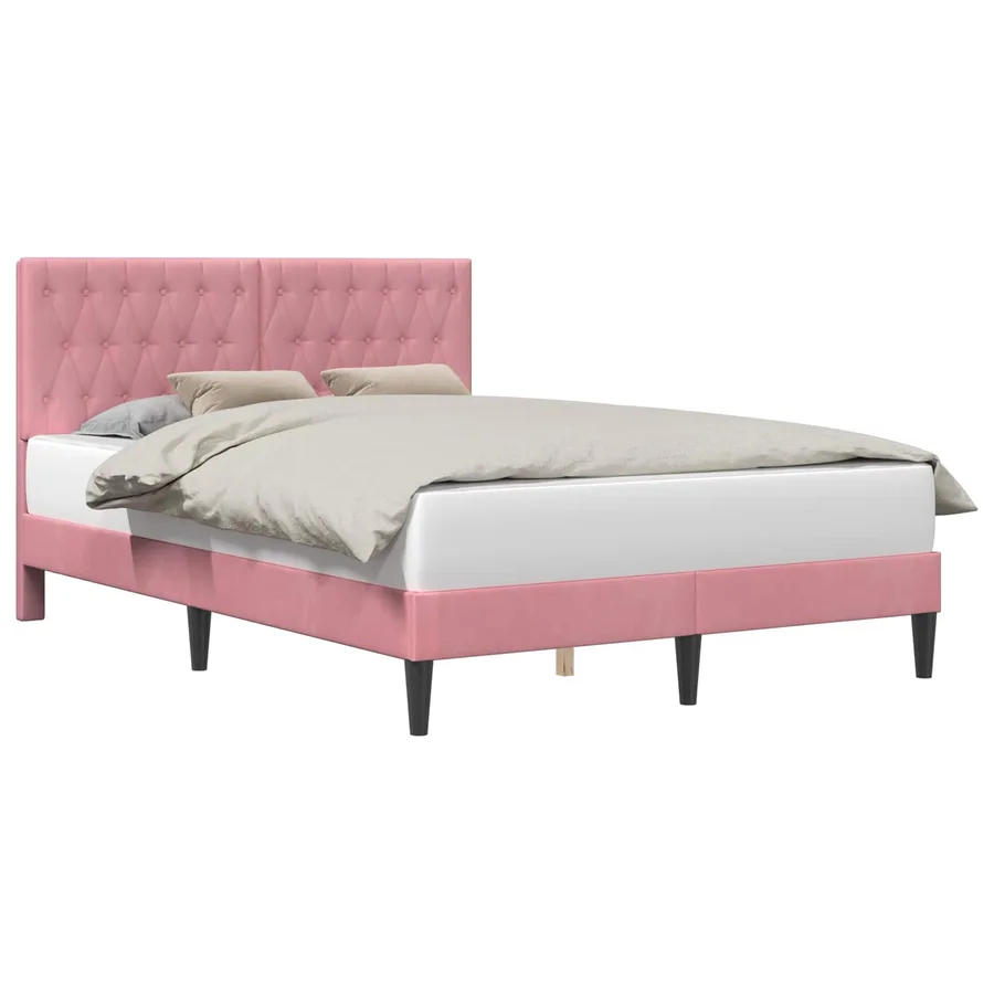 Cadre de lit avec tête de lit Rose 120 x 200 cm Velours - 2