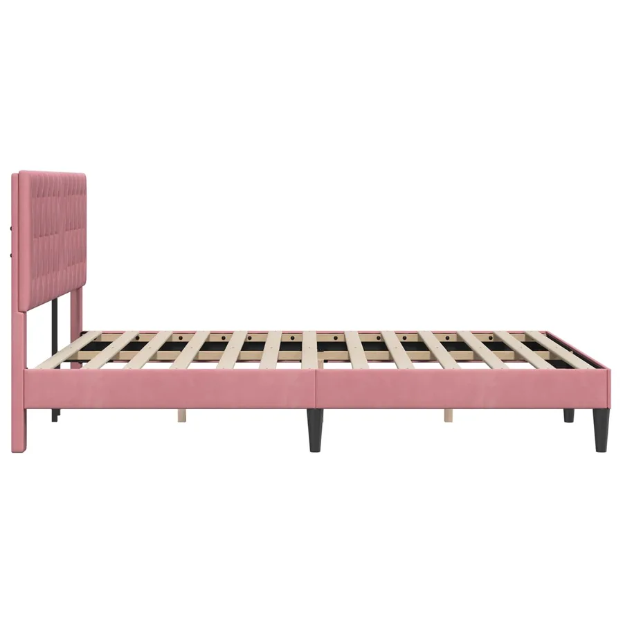 Cadre de lit avec tête de lit Rose 120 x 200 cm Velours - 5