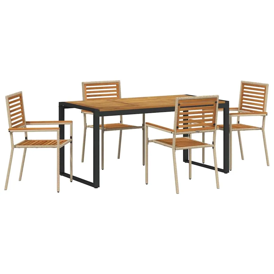 Ensemble de salle à manger pour jardin 5 pcs Beige et Marron - 2