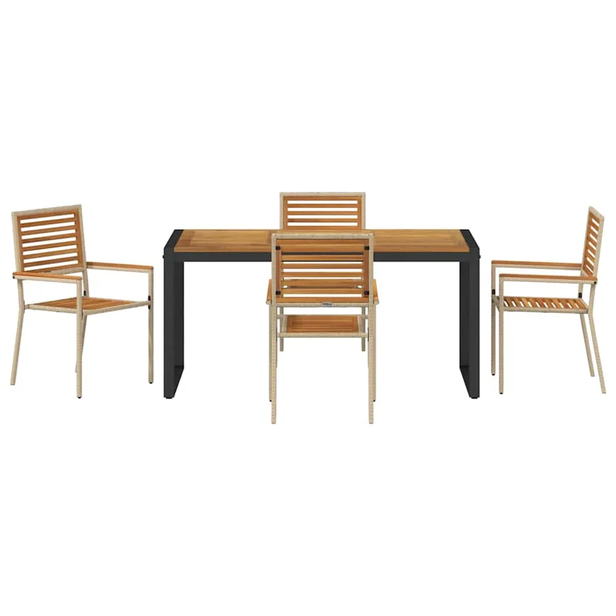 Ensemble de salle à manger pour jardin 5 pcs Beige et Marron - 7