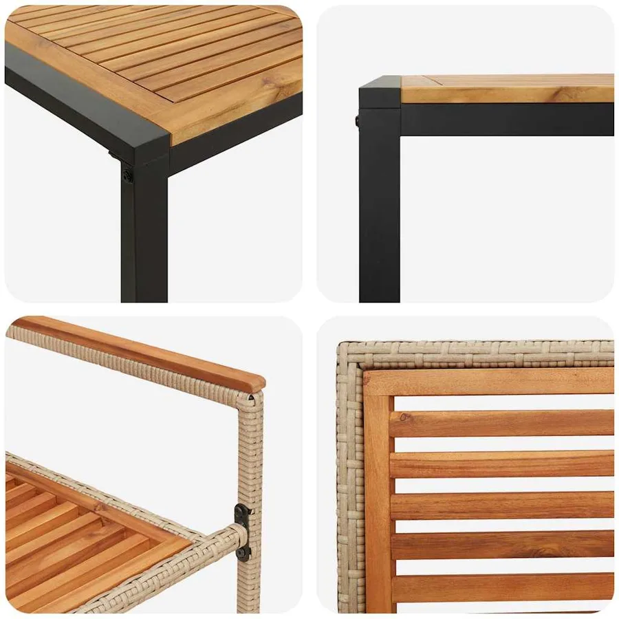 Ensemble de salle à manger pour jardin 5 pcs Beige et Marron - 9