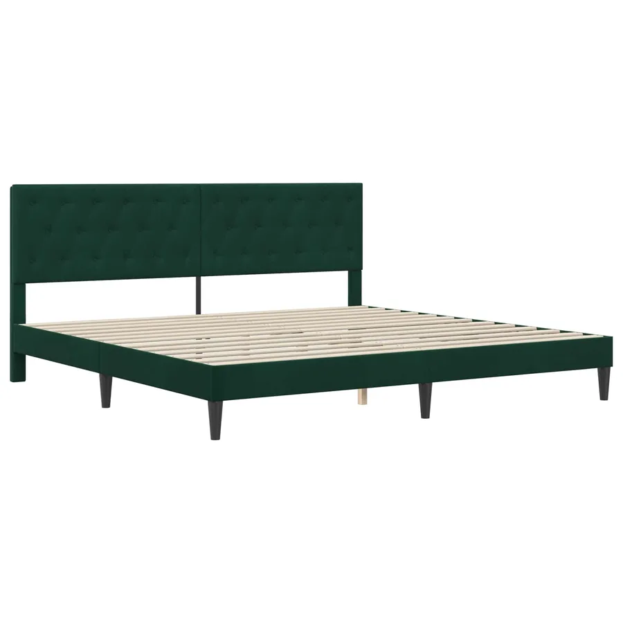 Cadre de lit avec matelas Vert foncé 180 x 200 cm Velours - 4