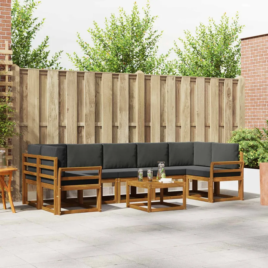 Ensemble de canapés d'extérieur 8 pcs Naturel et Anthracite