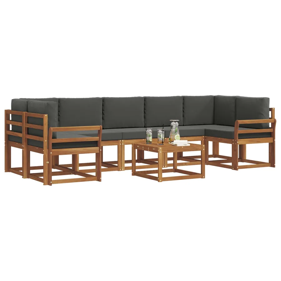 Ensemble de canapés d'extérieur 8 pcs Naturel et Anthracite - 3