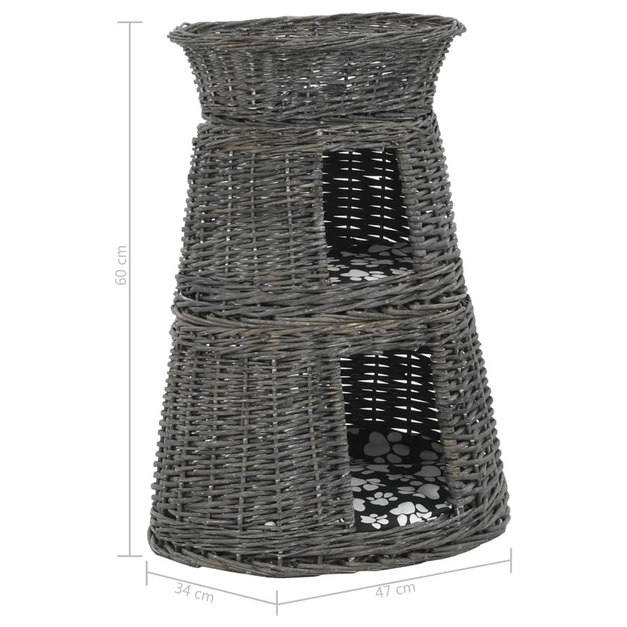 Jeu de panier pour chats 3 pcs avec coussins Gris 47x34x60 cm - 11