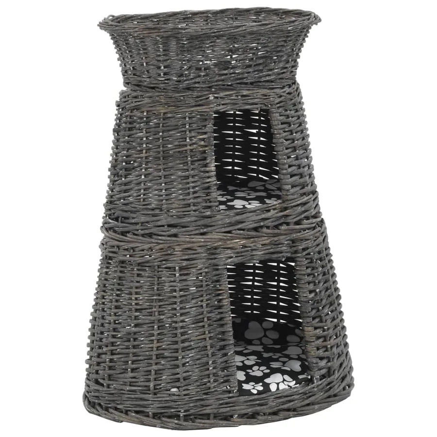 Jeu de panier pour chats 3 pcs avec coussins Gris 47x34x60 cm - 2